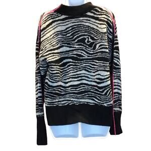 Halogen Womens Small Zebra Print Mock Neck Sweater Black White NWT